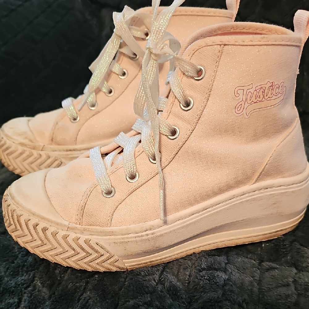 Justice Light Pink Glitter High-Tops